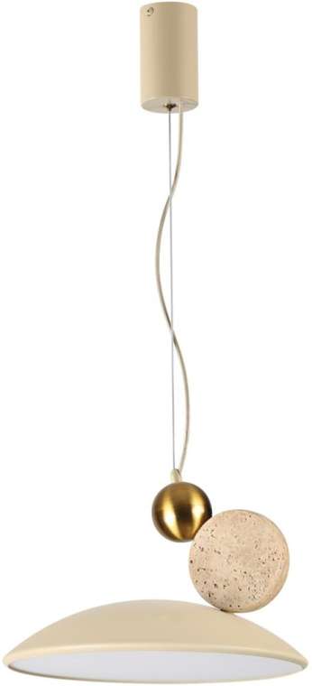 Подвесной светильник с золотой арматурой Odeon Light Travertino 6625/20L беж/золотой/металл/травертин/акрил IP20 LED 20W 3000K 220V