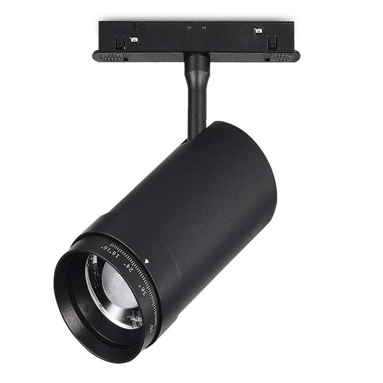 Магнитный трековый светильник ZOOM Черный LED 1*20W 3000K Lm Ra90 10-55° IP20 D60xH170 48VV SKYLINE 48