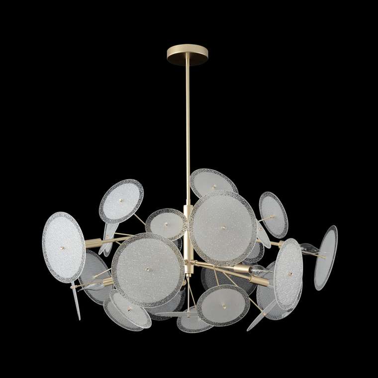 Люстра на штанге DANDELION SP10 GOLD (стекло, цвет белый)