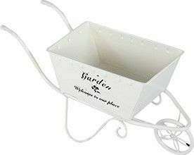 Кашпо Тележка белого цвета