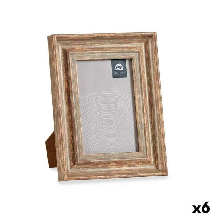 Фоторамка Стеклянный Деревянный Коричневый Бронзовый Пластик (16,5 x 2 x 21 cm) (6 штук)