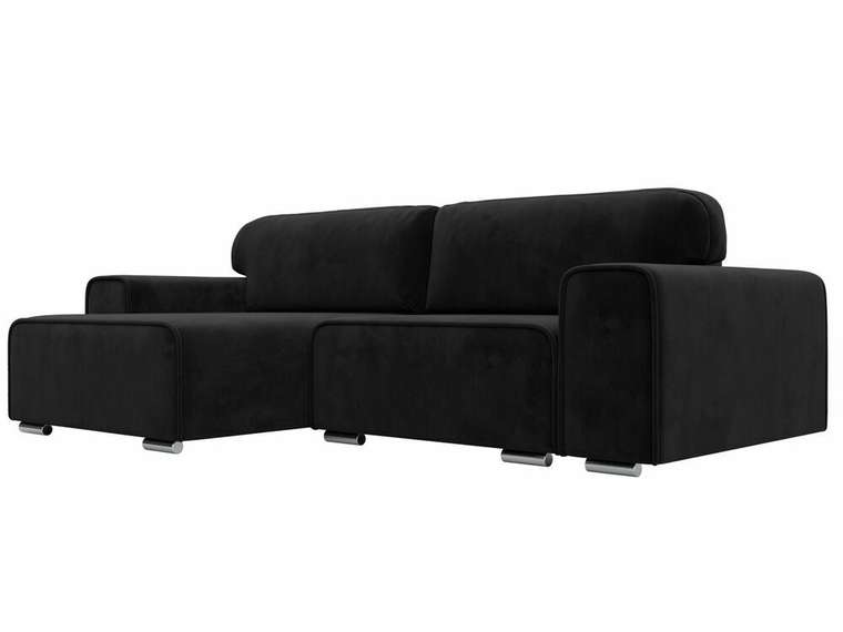 Угловой диван-кровать Лига 029 черного цвета левый угол