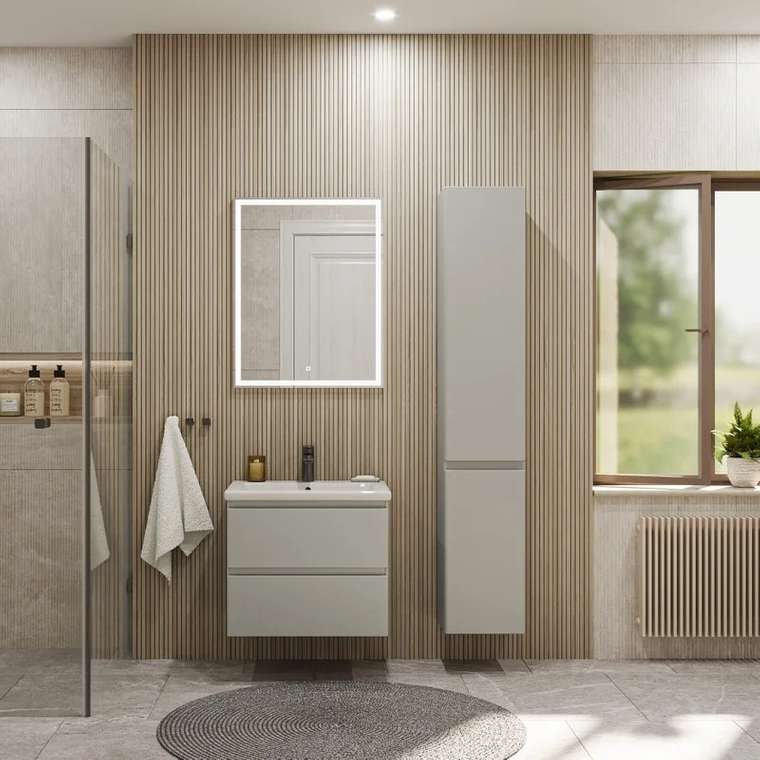 Тумба с раковиной Riana 57 серого цвета