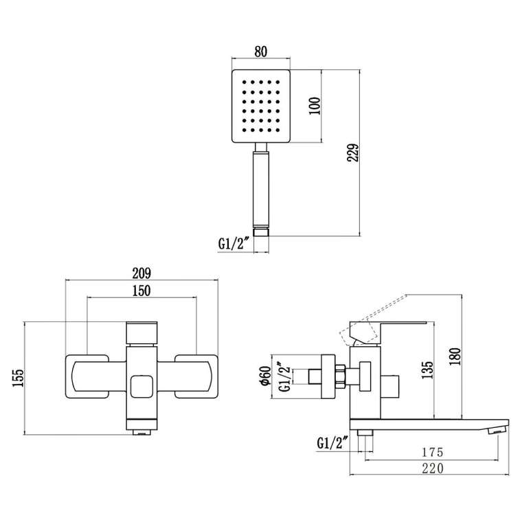 Смеситель для ванны Fmark FS8104C, матовое золото