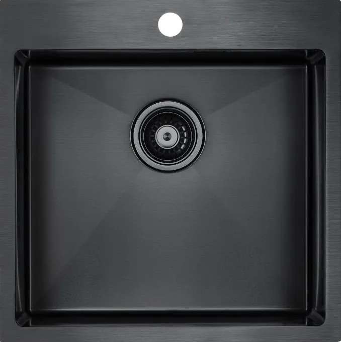Кухонная мойка квадратная Paulmark Velten 51х51 см черного цвета