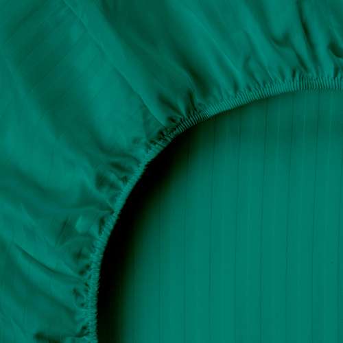 Простыня на резинке 'HoReCa' 180х200х20, страйп-сатин, 100 % хлопок, пл. 125 гр./кв. м., 'Изумруд'