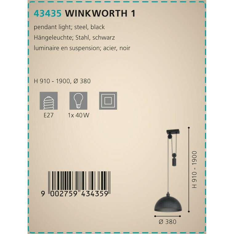 Подвесной светильник Eglo Winkworth 43435