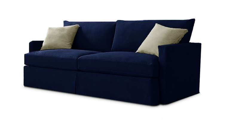 Прямой диван-кровать Марсия ЭКО темно-синего цвета