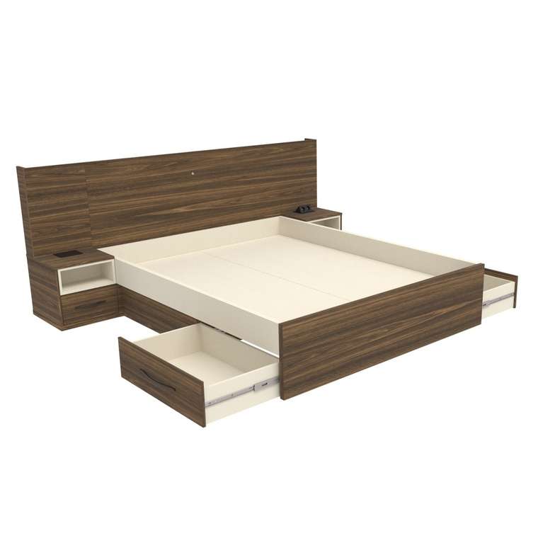 Кровать Уют 140х200 цвета Дуб Бурбон без подъемного механизма с подсветкой