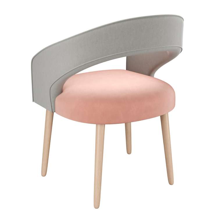 Стул-кресло мягкий Veronica розового цвета на бежевого ножках