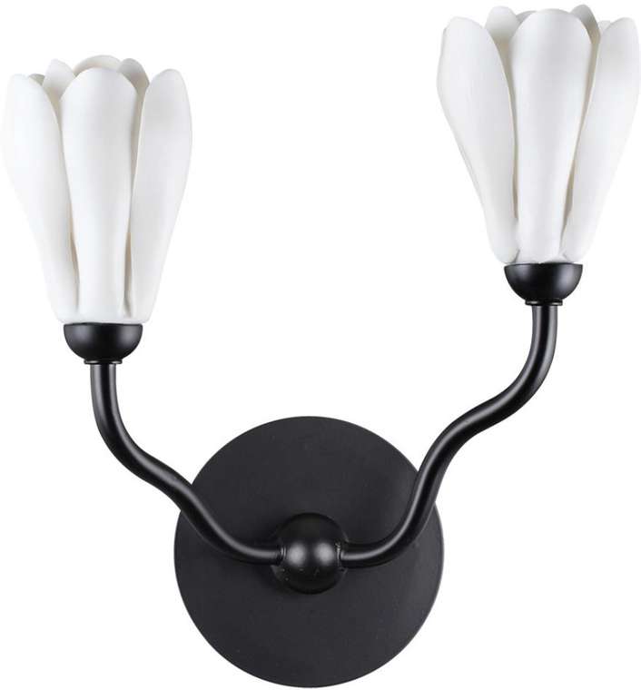 Бра Odeon Light Gardi 5090/2W черный матовый/белый/фарфор G4 LED 2*5W с цветами