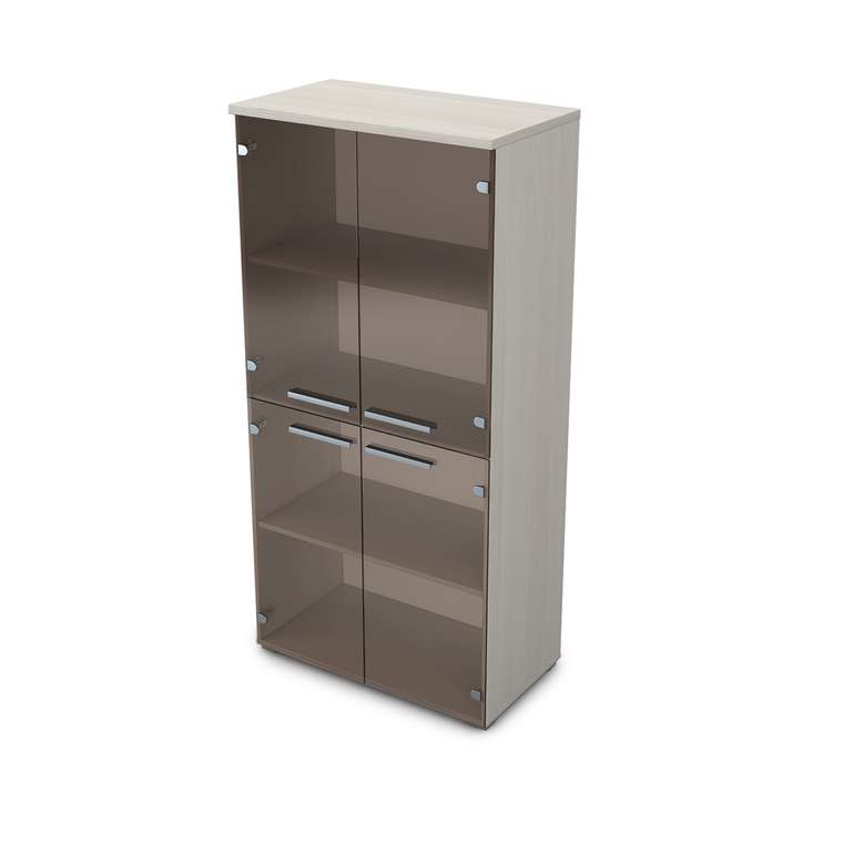 Шкаф со стеклом Gloss светло-бежевого цвета