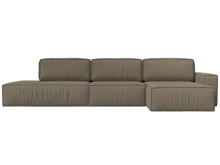Угловой диван-кровать Прага модерн лонг бежево-коричневого цвета правый угол