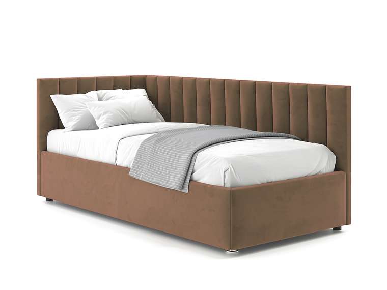 Кровать Negga Mellisa 90х200 коричневого цвета с подъемным механизмом левая