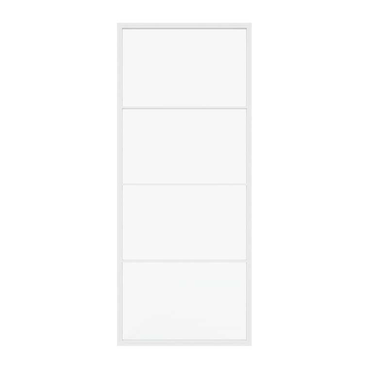 Металлическая перегородка Zonique 100х200 белого цвета с бесцветным стеклом