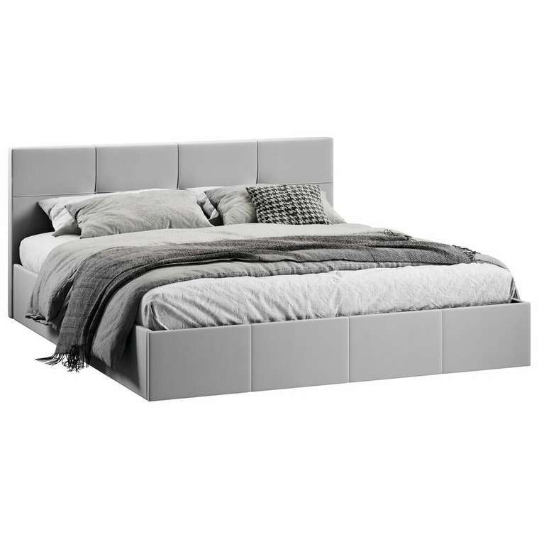 Кровать с мягкой обивкой Лора 180х200 светло-серого цвета с подъемным механизмом