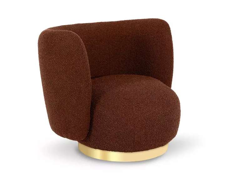 Кресло вращающееся Lucca коричневого цвета с золотым основанием
