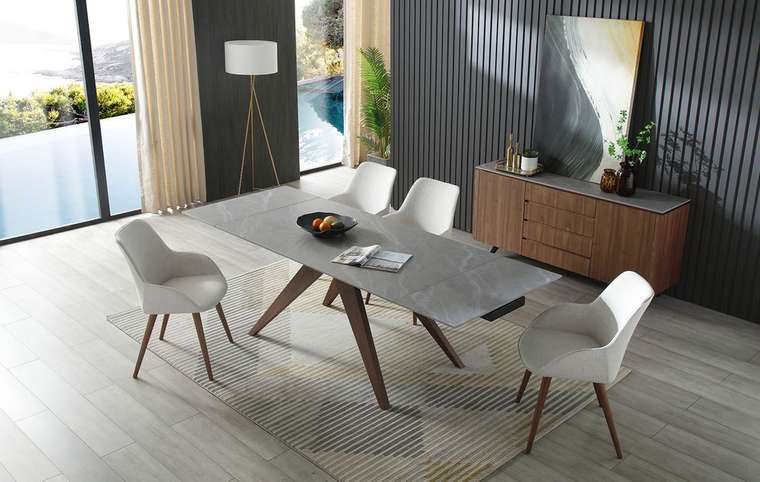 Обеденный стол раскладной Valencia серо-коричневого цвета