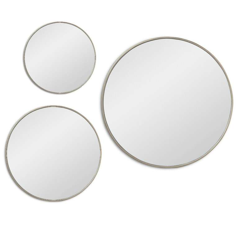 Набор из трех настенных зеркал Saturn серебряного цвета