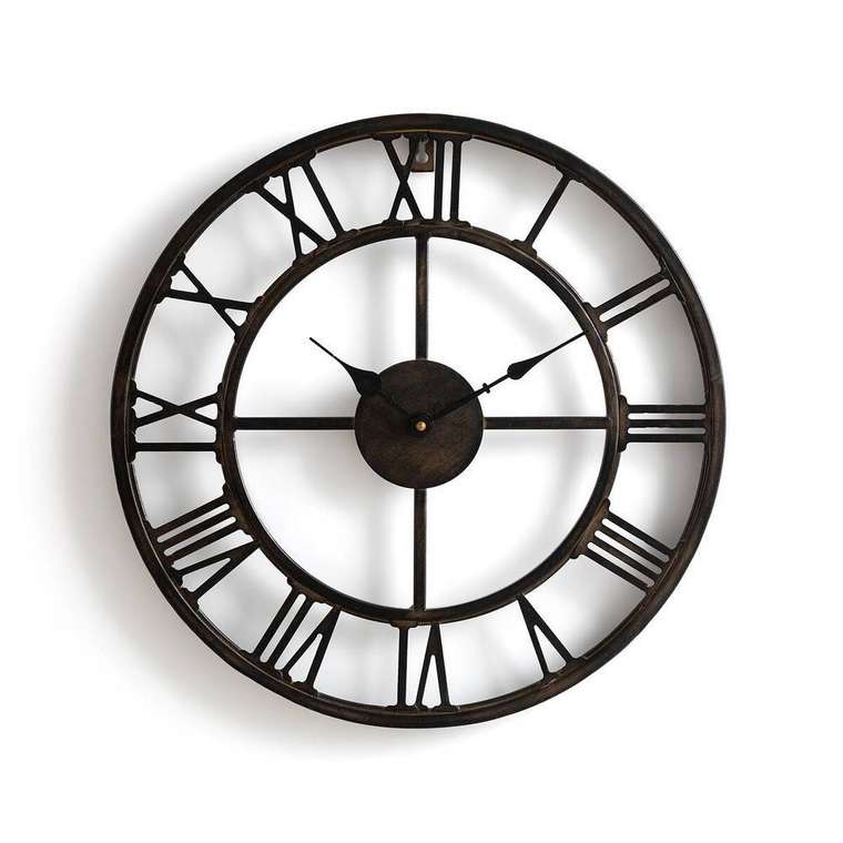 Часы настенные из металла Zivos темно-коричневого цвета