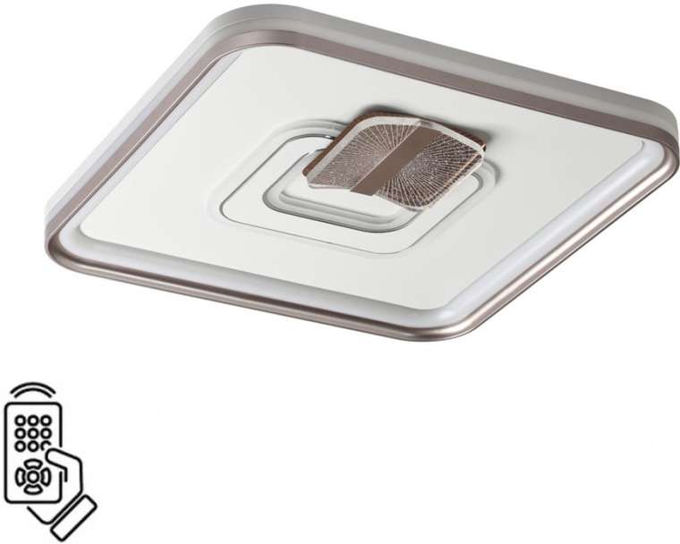 Потолочный светильник Sonex Gemini 7786/85L металл/белый/бронза LED 85Вт 3000-6500K 490х490 пульт ДУ