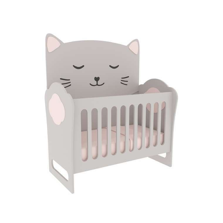 Кровать для новорожденных Кошечка 60х120 серого цвета