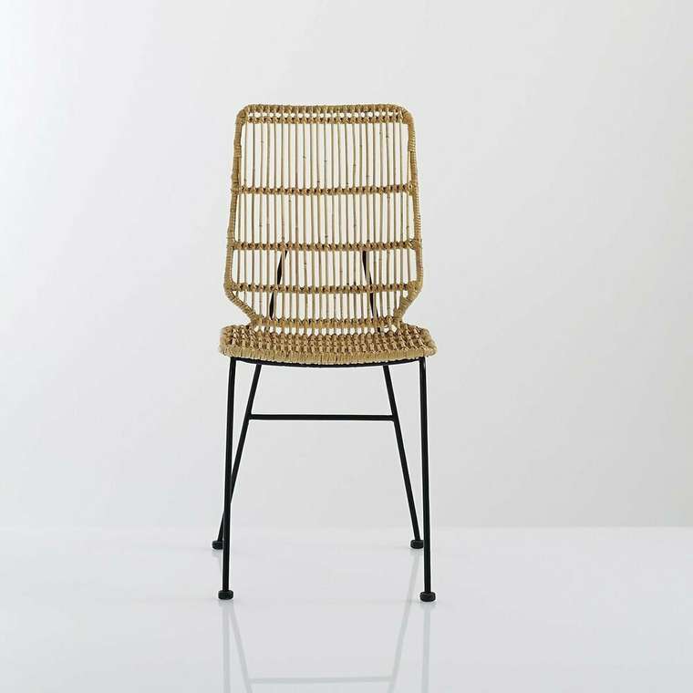 Комплект из двух металлических плетеных стульев Malu бежевого цвета