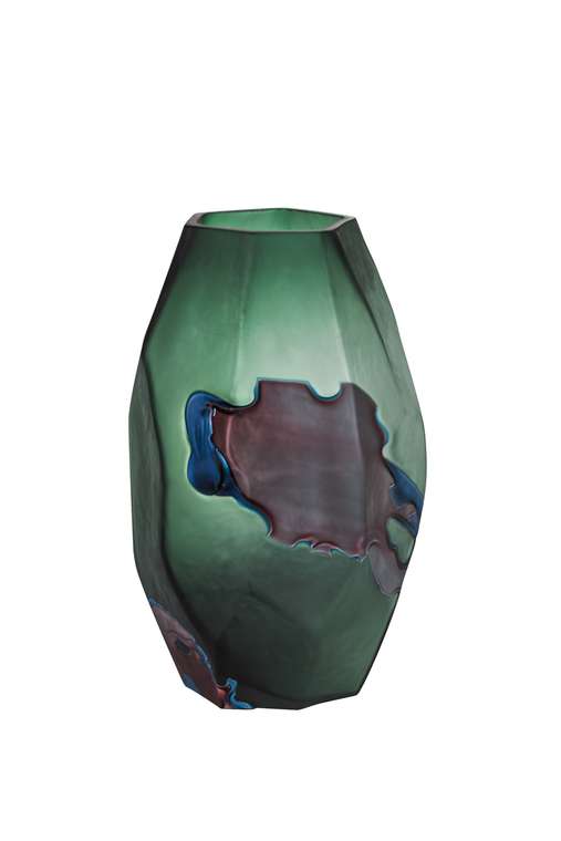 Стеклянная ваза сине-зеленого цвета 