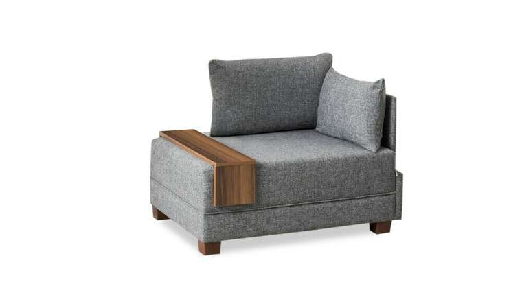 Кресло для отдыха с подлокотником в виде столика Uvi 1 серого цвета 