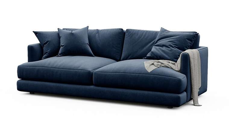 Прямой диван-кровать Ибица синего цвета