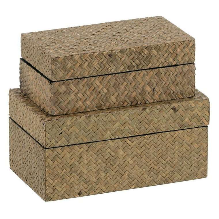 Набор декоративных коробок Бежевый Натуральный DMF 25 x 15 x 12 cm (2 штук)