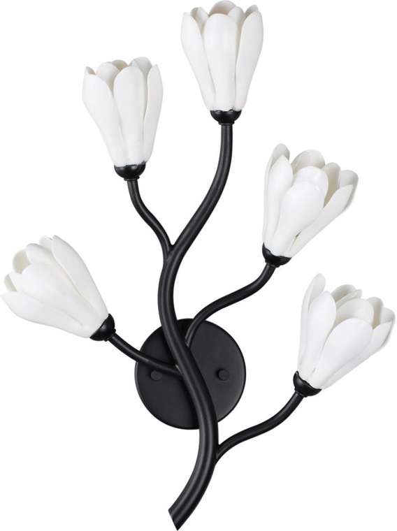 Бра Odeon Light Gardi 5090/5W черный матовый/белый/фарфор G4 LED 5*5W с цветами