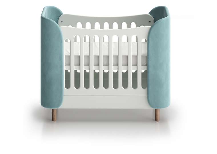 Кроватка Kidi Soft mini 60х120 бирюзового цвета