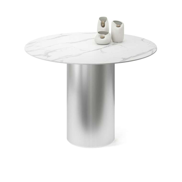 Обеденный стол Субра M бело-серебряного цвета