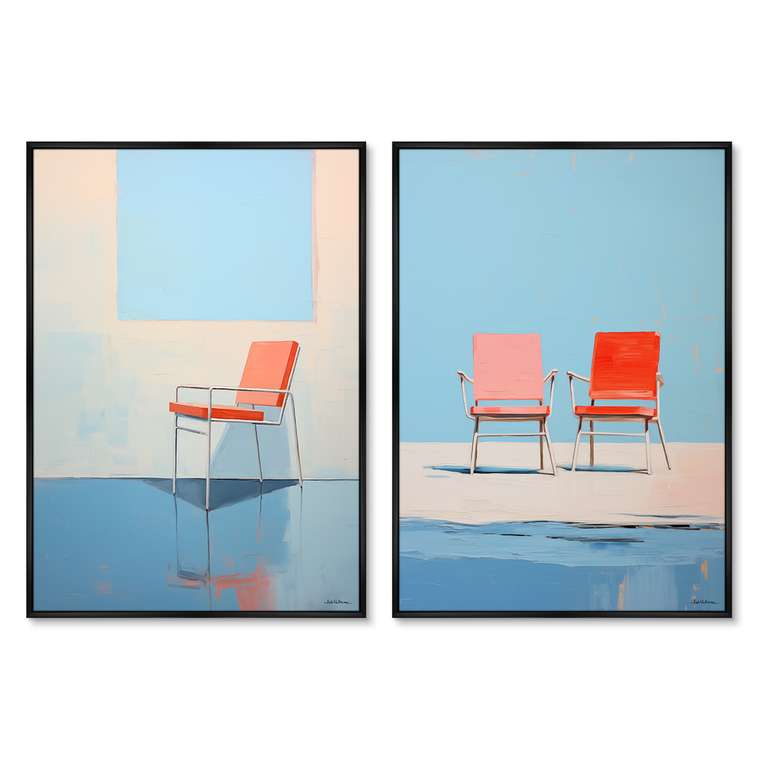Набор из двух репродукций картин Chair collection, Pure and simple, 2024г.