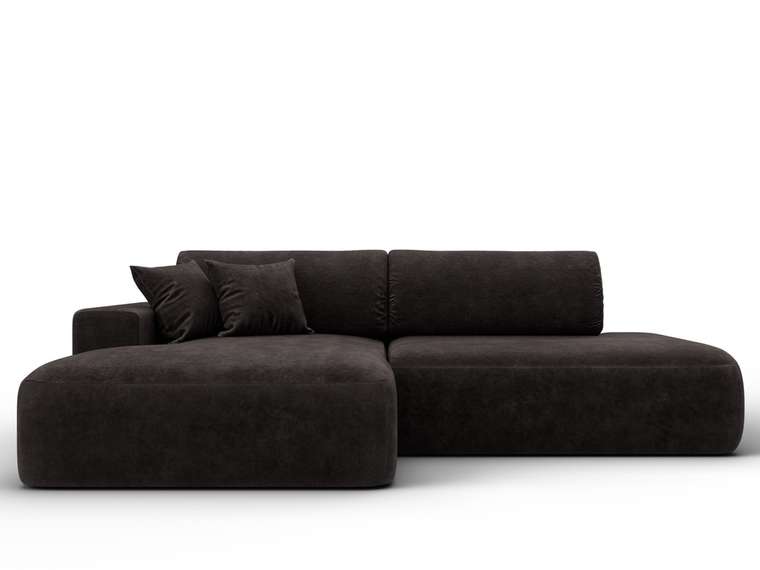 Угловой диван-кровать Лига 036 Модерн темно-коричневого цвета левый