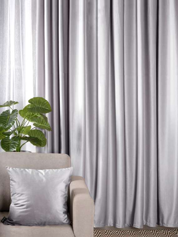 Комплект штор из велюра Monaco 150х270 серого цвета