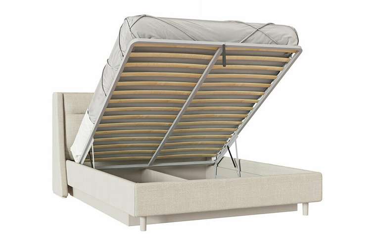 Кровать с подъемным механизмом Олеандра 160х200 бежевого цвета