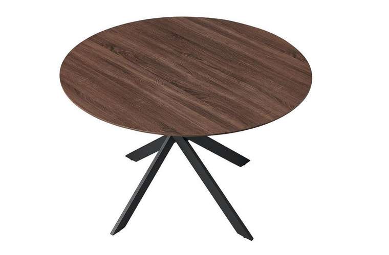 Обеденный круглый стол со столешницей цвета орех