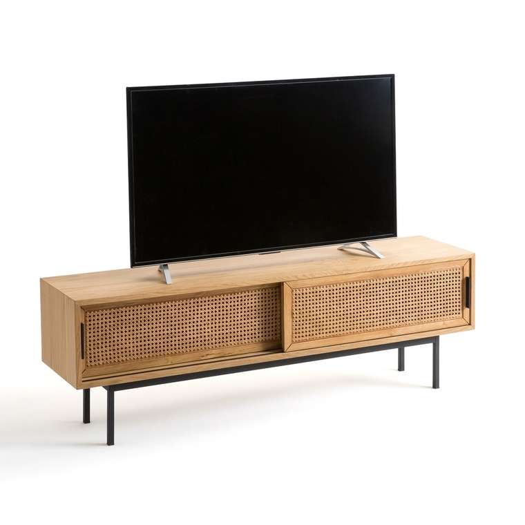 Мебель для TV дуба и плетеного материала Waska бежевого цвета