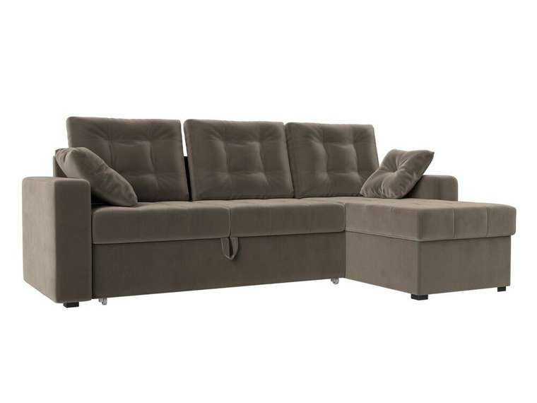 Угловой диван-кровать Камелот коричневого цвета правый угол