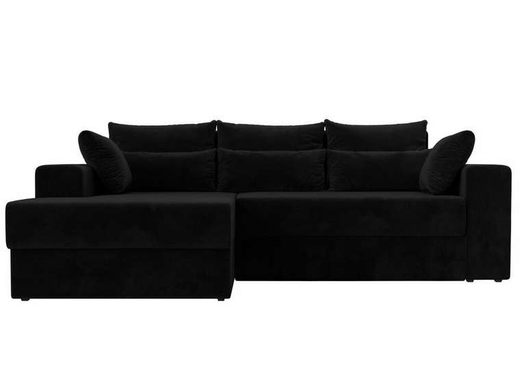 Угловой диван-кровать Майами черного цвета левый угол