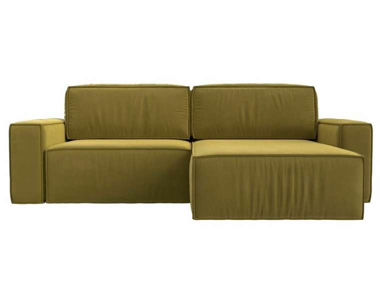 Угловой диван-кровать Прага классик желтого цвета правый угол