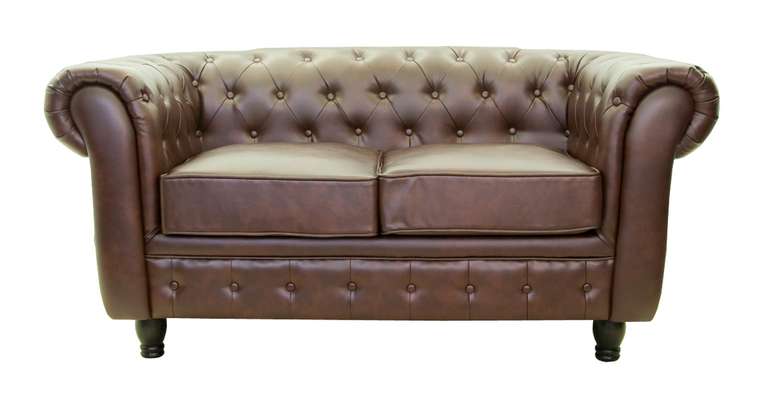 Кожаный диван Chesterfield коричневого цвета