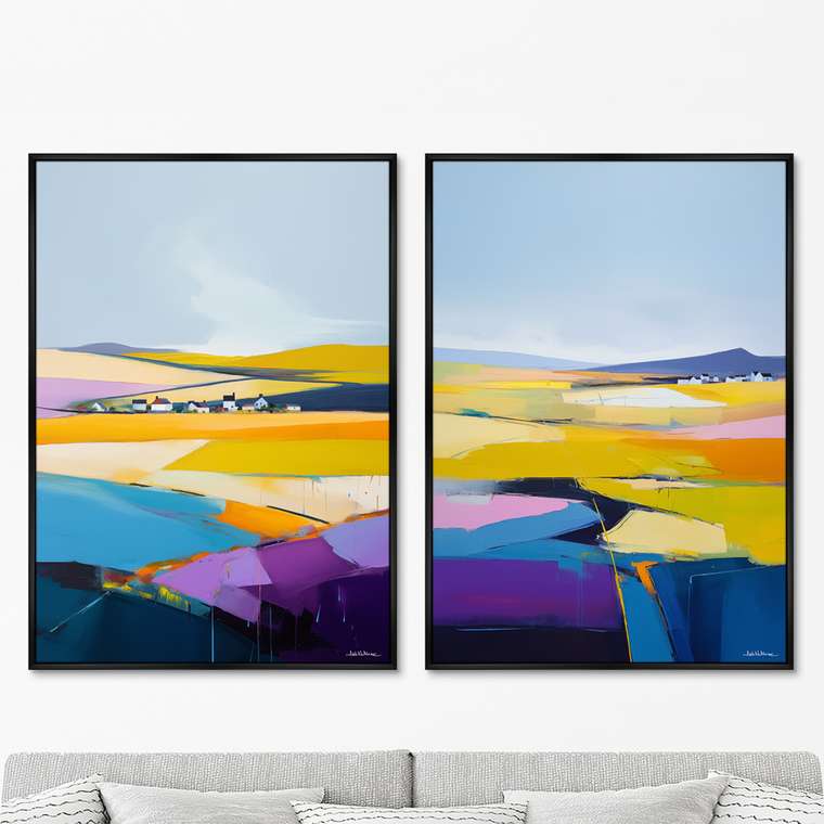 Набор из двух репродукций картин Landscape Collection, Lines of fields, 2024г.