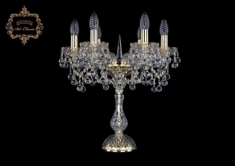 Хрустальная настольная лампа с подвесками Art Classic 46327 12.26.6.141-45.Gd.B подсвечник