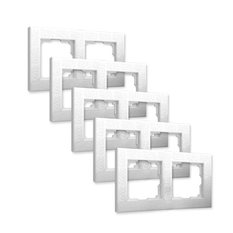W0022301/ Рамка на 2 поста Flock (белый) - комплект 5 шт. W0022301 Flock белый