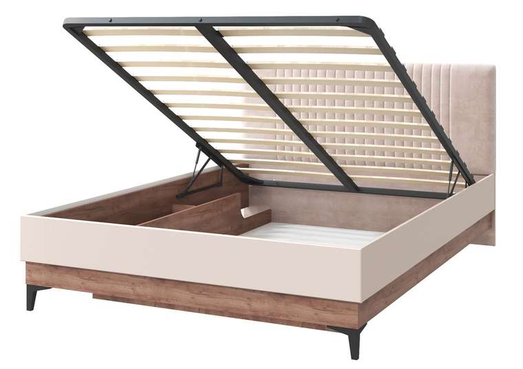 Кровать с подъемным механизмом Тоскана Люкс 140х200 бежевого цвета