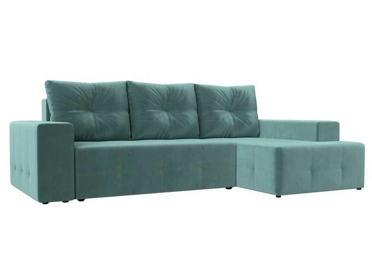 Угловой диван-кровать Перри бирюзового цвета правый угол