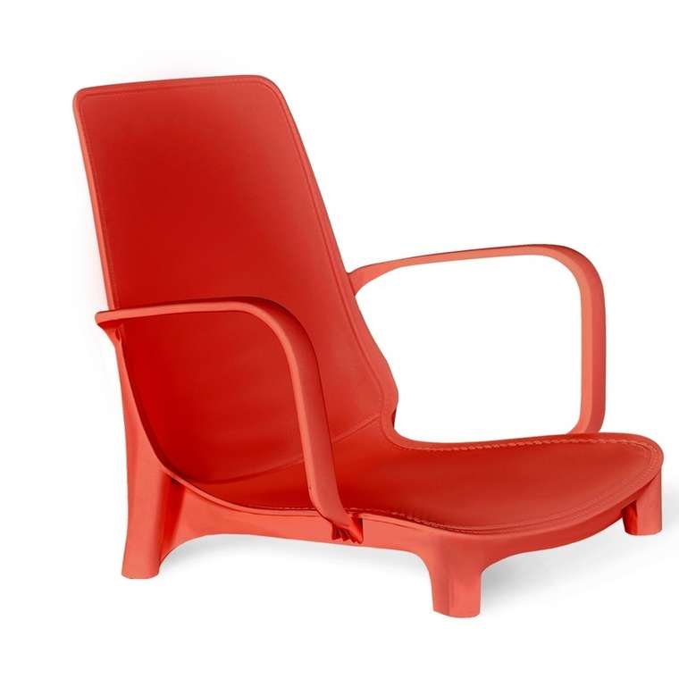 Обеденная группа из стола и четырех стульев красного цвета
